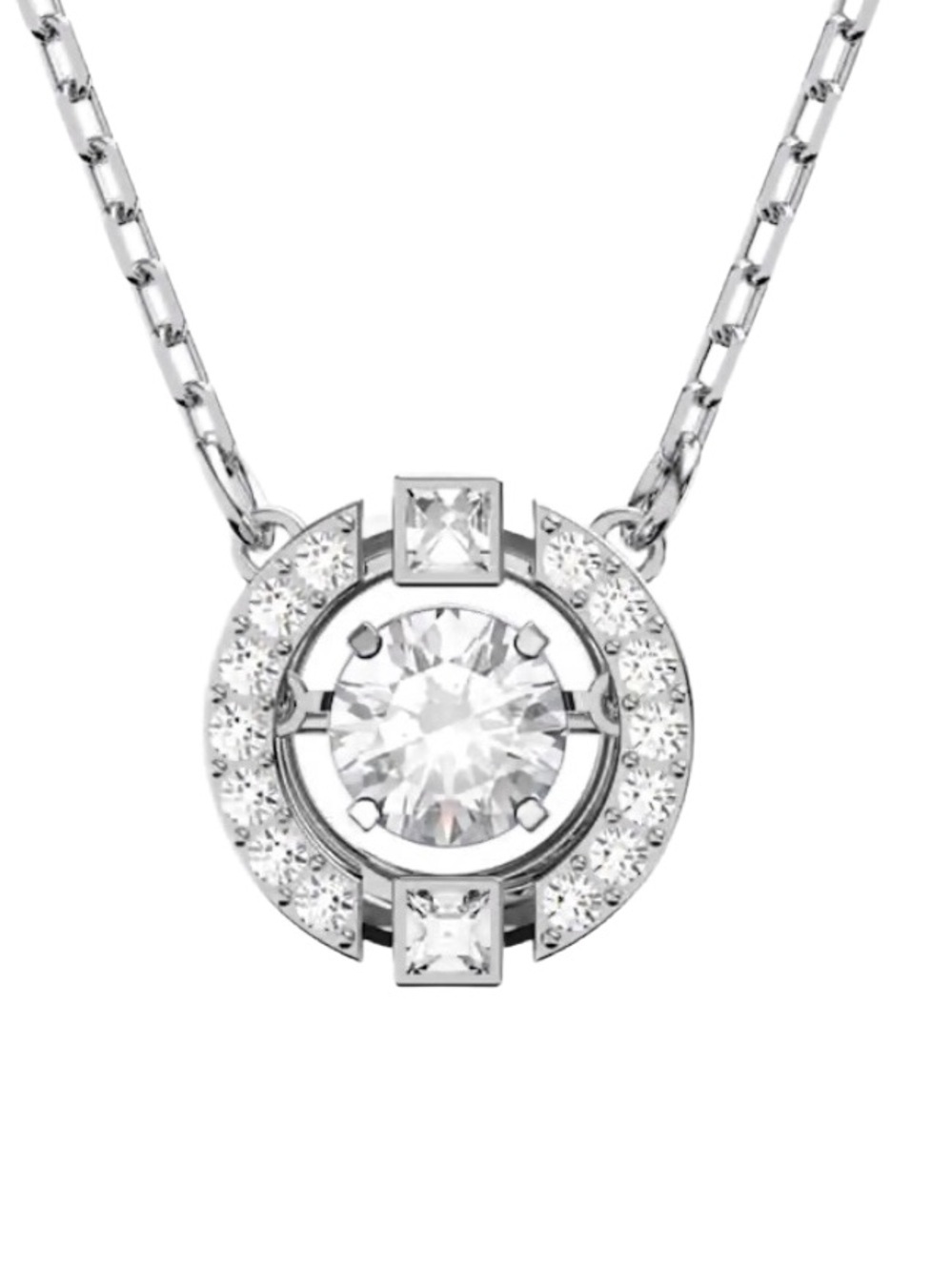 SWAROVSKI ~ Classic 16” Silver Crystal Circle Rhodium Pendant Necklace